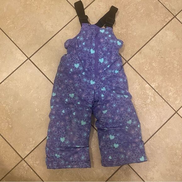 Girls Sz 3T Violet Floral Snow-pants - Picture 1 of 3